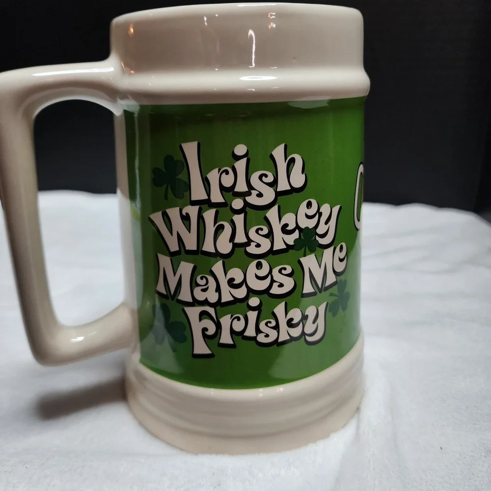 St Patrick's Day Large Stein Irish WHiskey Makes Me‎ Frisky